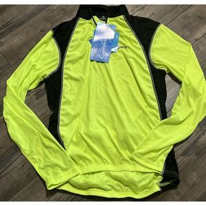 Canari Men`s Black And Yellow Long Sleeve Quarter Zip Cycling Jersey Large NWT